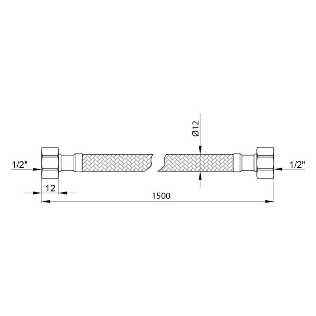 Підводка для підключення води Kroner KRP гнучка в обплетенні з нержавіючої сталі 1/2" ВВ 150 см (CV023712) - фото 3 Підводка для підключення води Kroner KRP гнучка в обплетенні з нержавіючої сталі 1/2" ВВ 150 см (CV023712) - фото 3