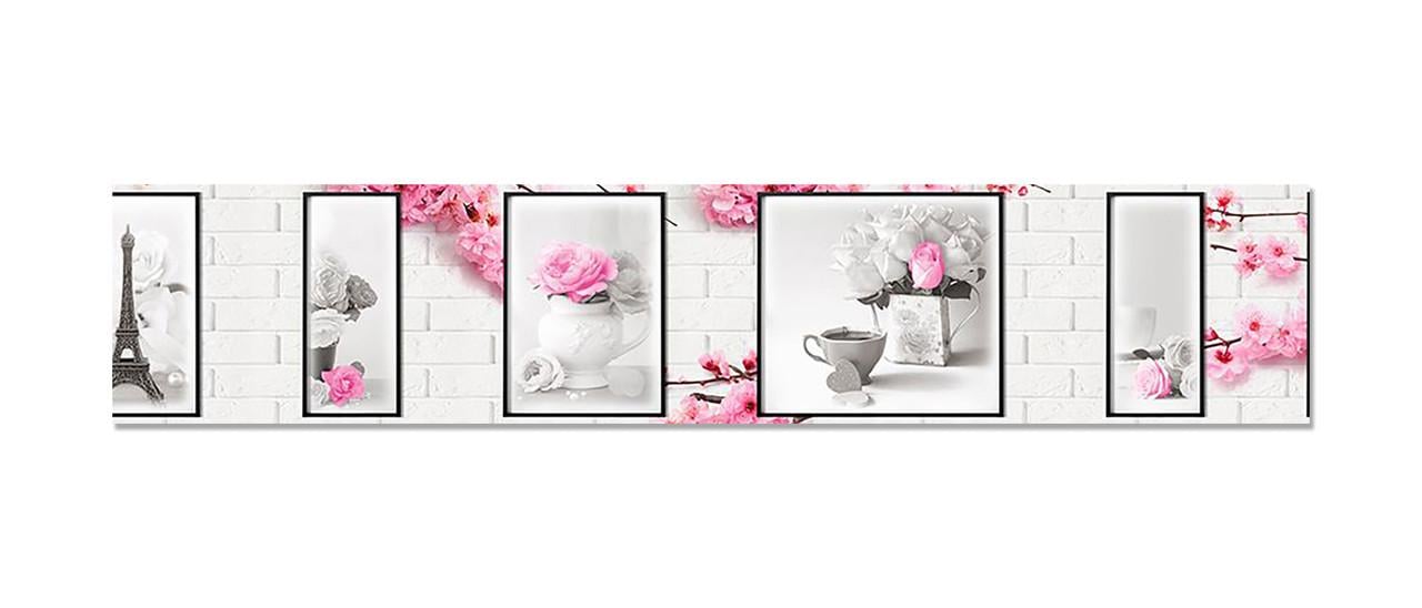 Наклейка виниловая на кухню Zatarga Белые кирпичи и Цветы 600х3000 мм (1262637350) Наклейка виниловая на кухню Zatarga Белые кирпичи и Цветы 600х3000 мм (1262637350)