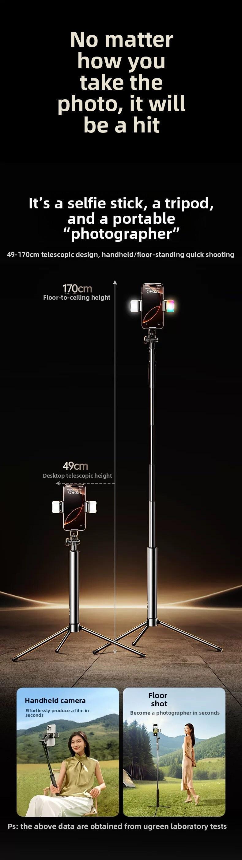 Монопод телескопічний Ugreen 170 см алюмінієвий 1/4 Чорний (45681) - фото 13 Монопод телескопічний Ugreen 170 см алюмінієвий 1/4 Чорний (45681) - фото 13