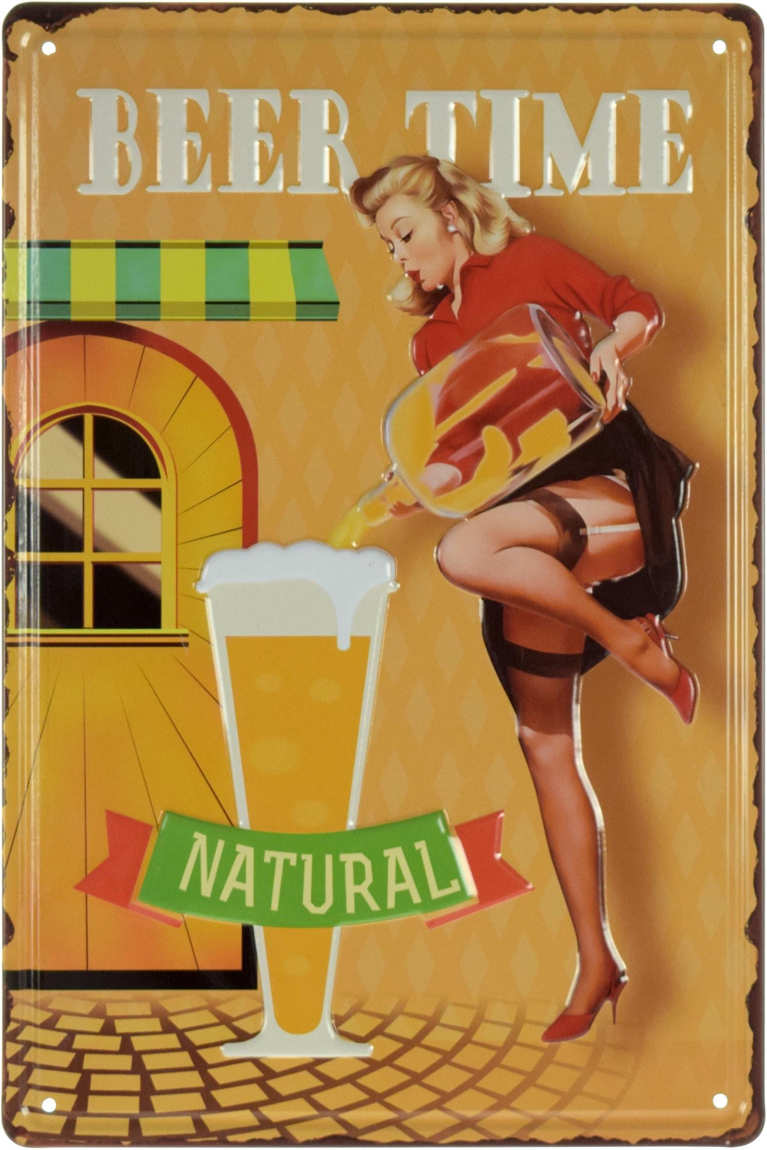 Табличка металлическая Время Пива Натуральное/Beer Time Natural 20x30 см