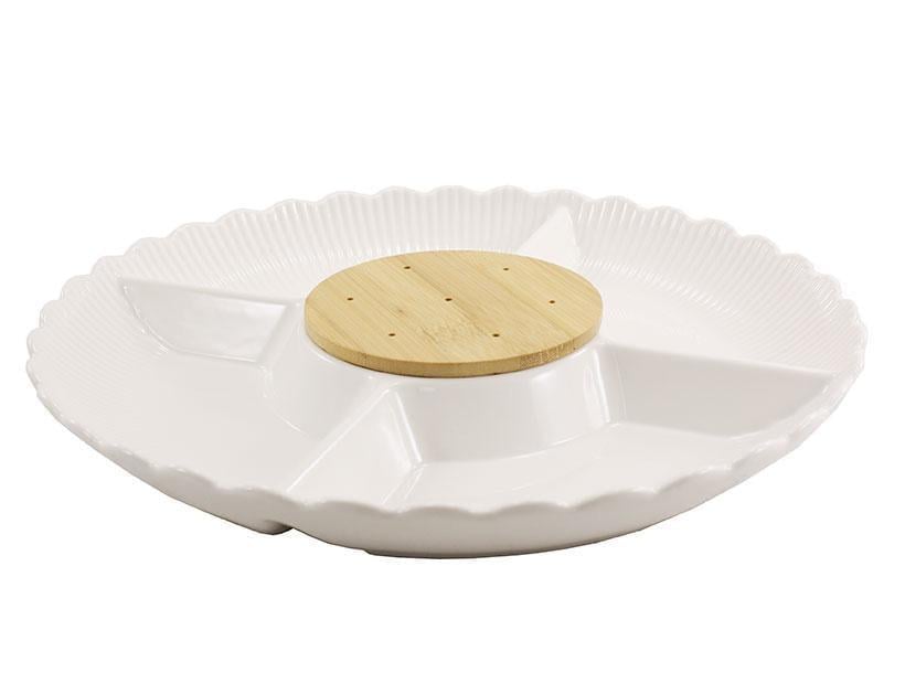 Менажниця порцелянова Interos 4 секційна 25,5 см Білий (PJ03451-S)