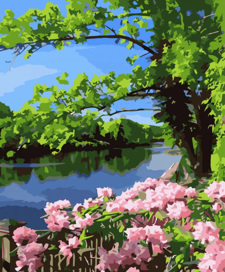 Картина по номерам Strateg Цветы у воды 40x50 см (VA-3693)