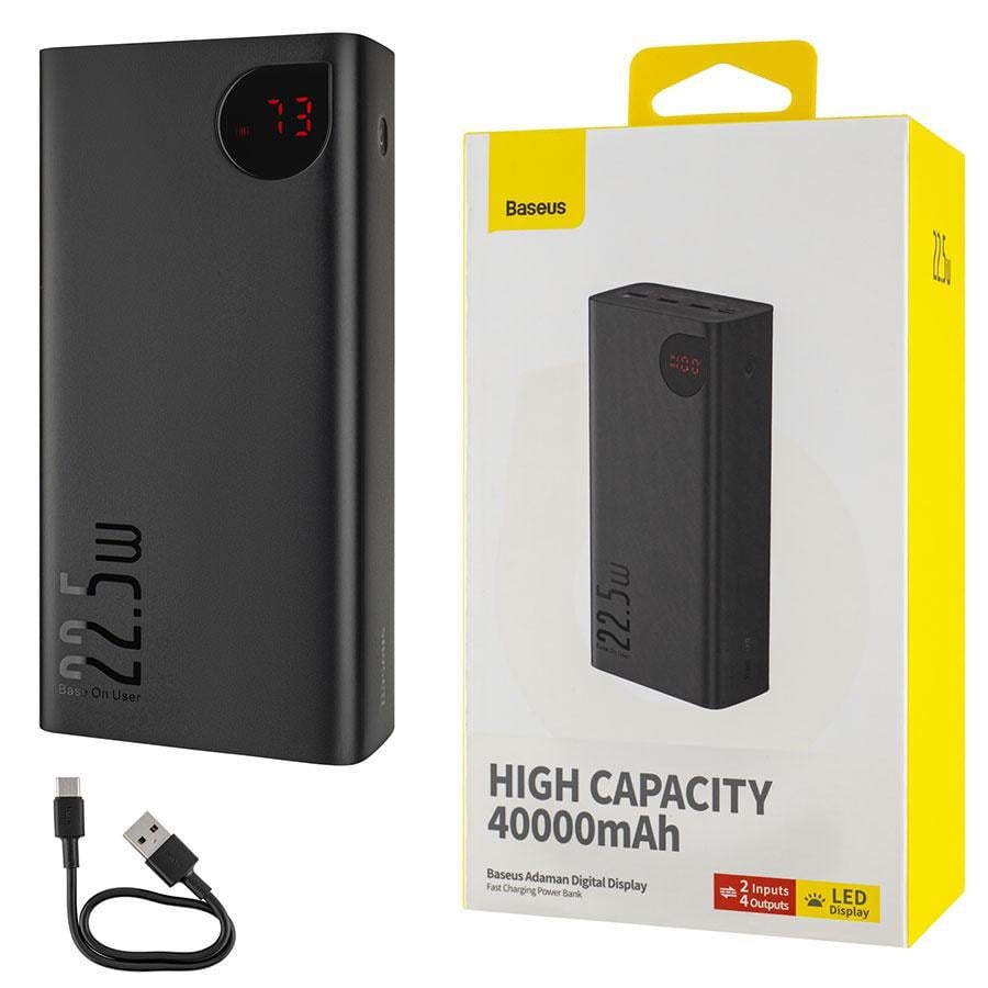 Повербанк BASEUS Adaman Metal Digital Display 40000 mAh PD 22,5W Black (PPAD020101)