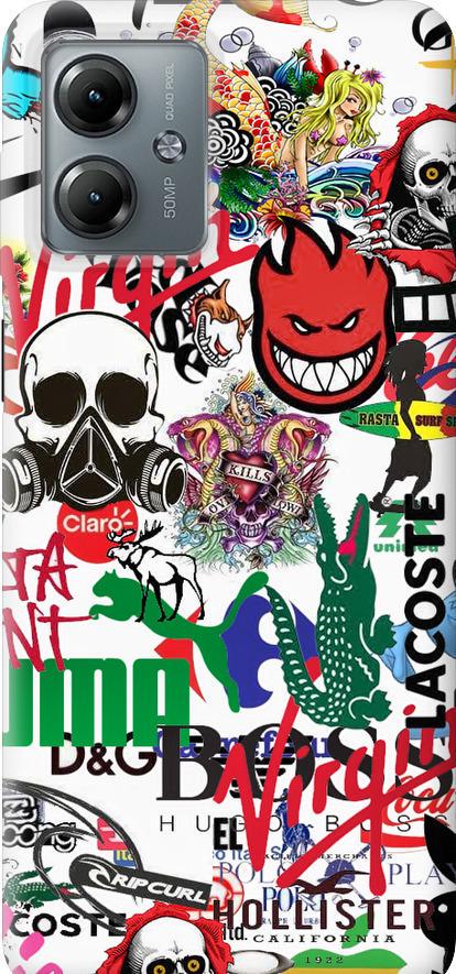 Чехол на Motorola Moto G14 Many different logos (4022u-3197-42517)