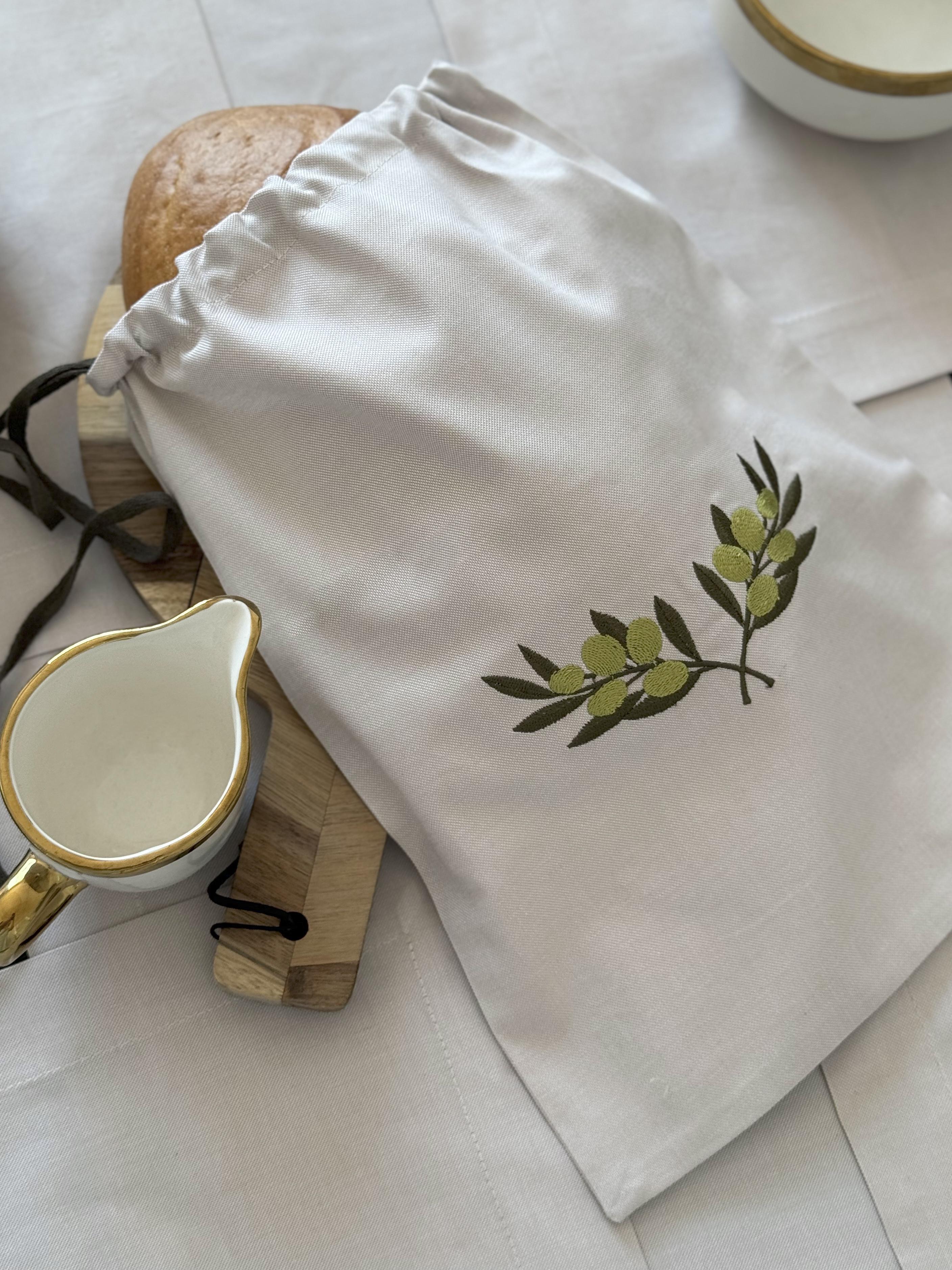 Мешочек для хлеба с вышивкой Оливковая веточка 30х40 см - фото 3 Мешочек для хлеба с вышивкой Оливковая веточка 30х40 см - фото 3