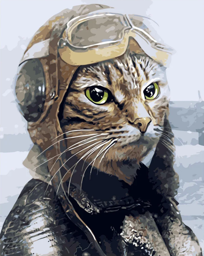 Картина по номерам Strateg Кот лётчик 40x50 см (VA-2575)