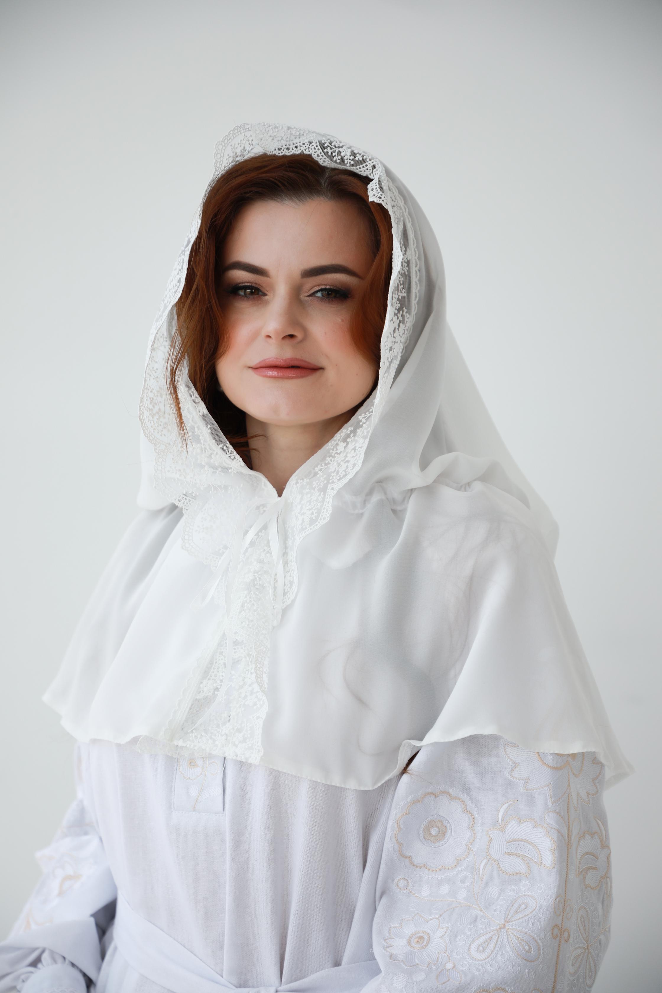 Палантин для храму на голову Білий (п028) - фото 10 Палантин для храму на голову Білий (п028) - фото 10