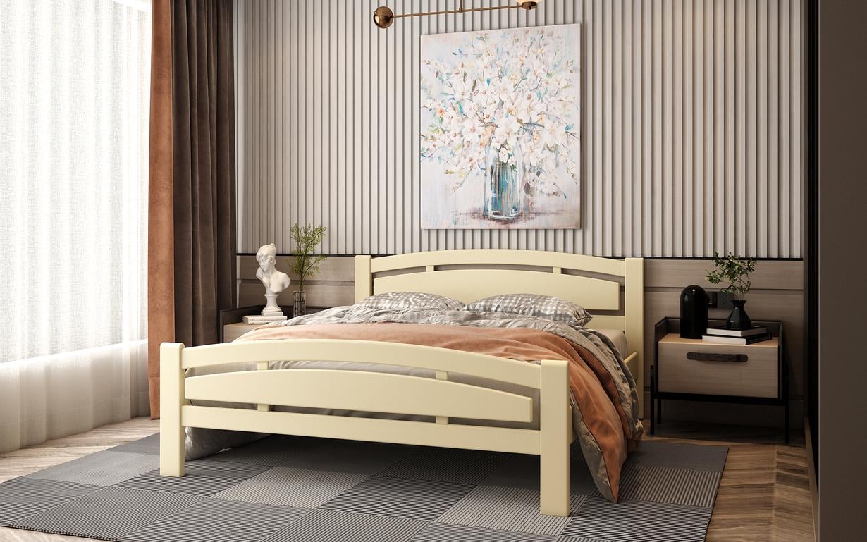 Ліжко двоспальне STEMMA Джерсі із натурального дерева сосна 180x200 см Айворі (52132)