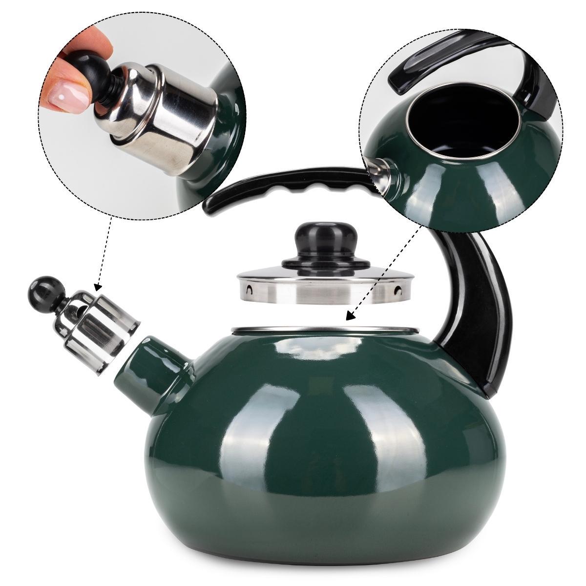 Чайник со свистком Kamille KM-1039D из эмалированной стали 2,5 л Зеленый (150-84-1039D) - фото 4 Чайник со свистком Kamille KM-1039D из эмалированной стали 2,5 л Зеленый (150-84-1039D) - фото 4