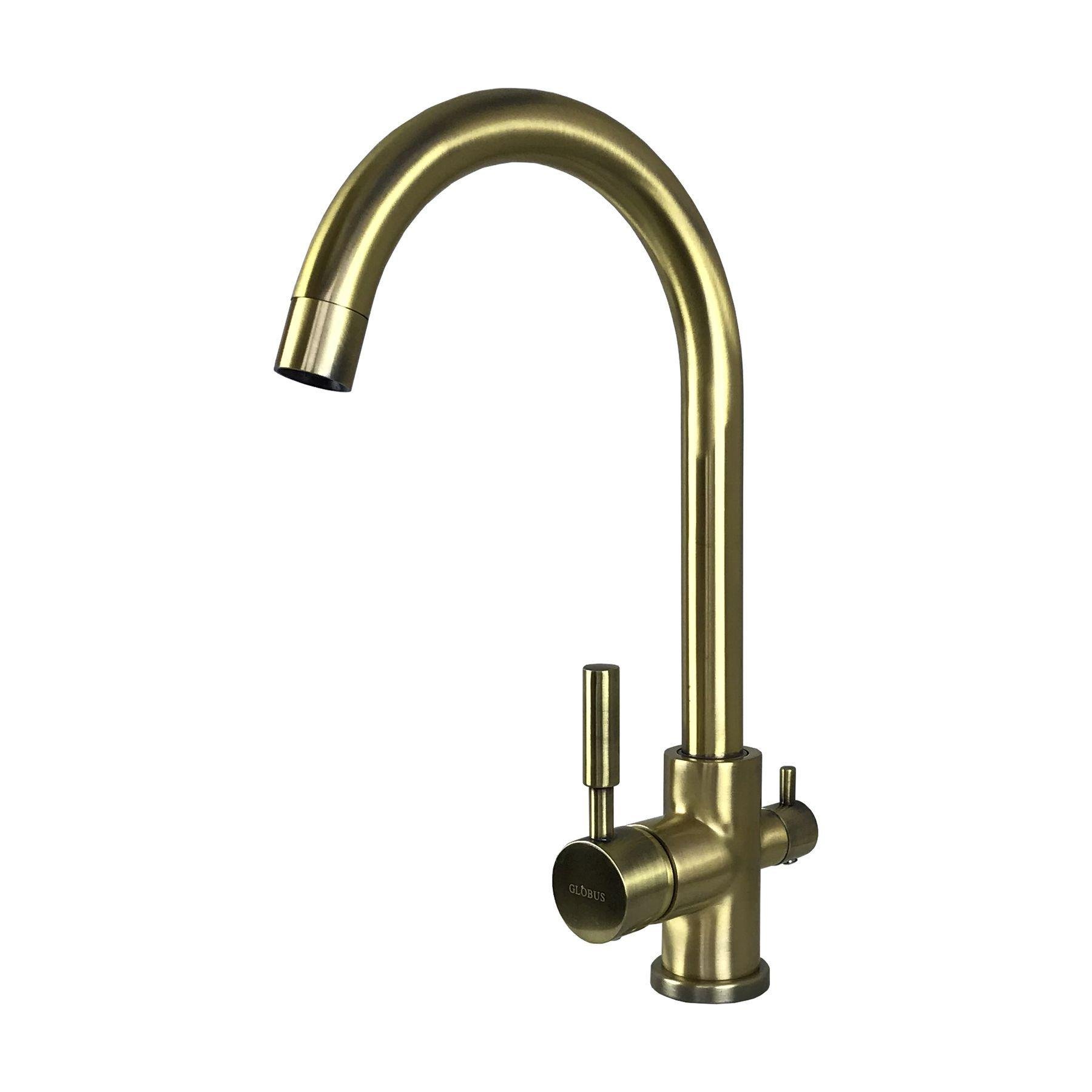 Смеситель для кухни Globus Lux GLLR-0333-9-BRONZE с подключением к фильтру