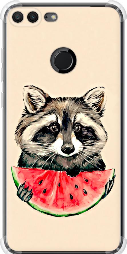Чехол на Huawei Honor 9 Lite Енотик с арбузом (4605sp-1359-42517)
