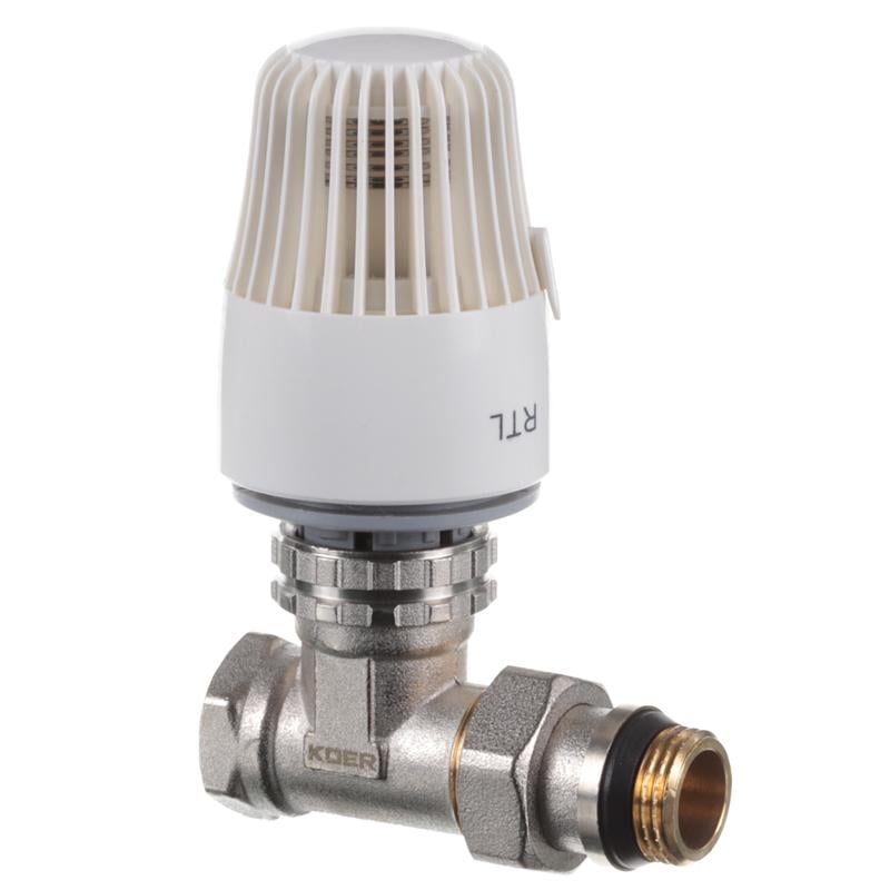 Клапан термостатический радиаторный прямой KOER KR.943-G 1/2"x1/2" с американкой i (KR3066) Клапан термостатический радиаторный прямой KOER KR.943-G 1/2"x1/2" с американкой i (KR3066)