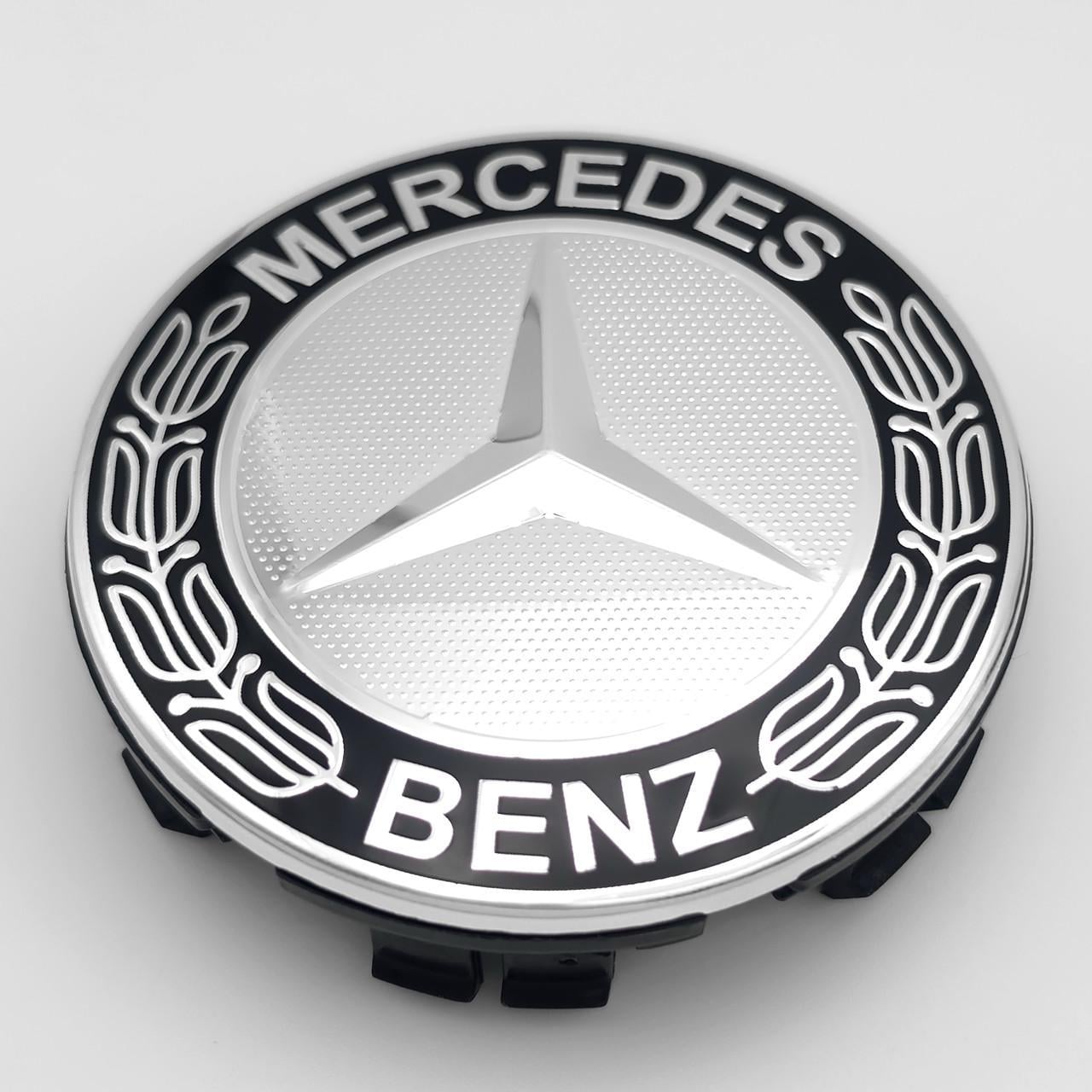 Колпачок заглушка ступицы колеса Mercedes Benz 75 мм тип 3 Хром/Черный (3012459002)