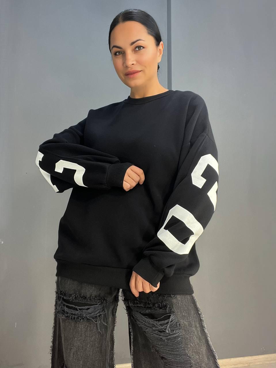 Свитшот женский DAVRAS 8174 CHICAGO удлиненный утепленный на флисе OS Черный (1241) - фото 5 Свитшот женский DAVRAS 8174 CHICAGO удлиненный утепленный на флисе OS Черный (1241) - фото 5