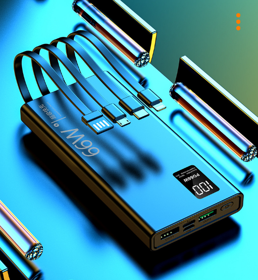 Повербанк со встроенными шнурами 66 W 20000 mAh (9214854) - фото 3 Повербанк со встроенными шнурами 66 W 20000 mAh (9214854) - фото 3