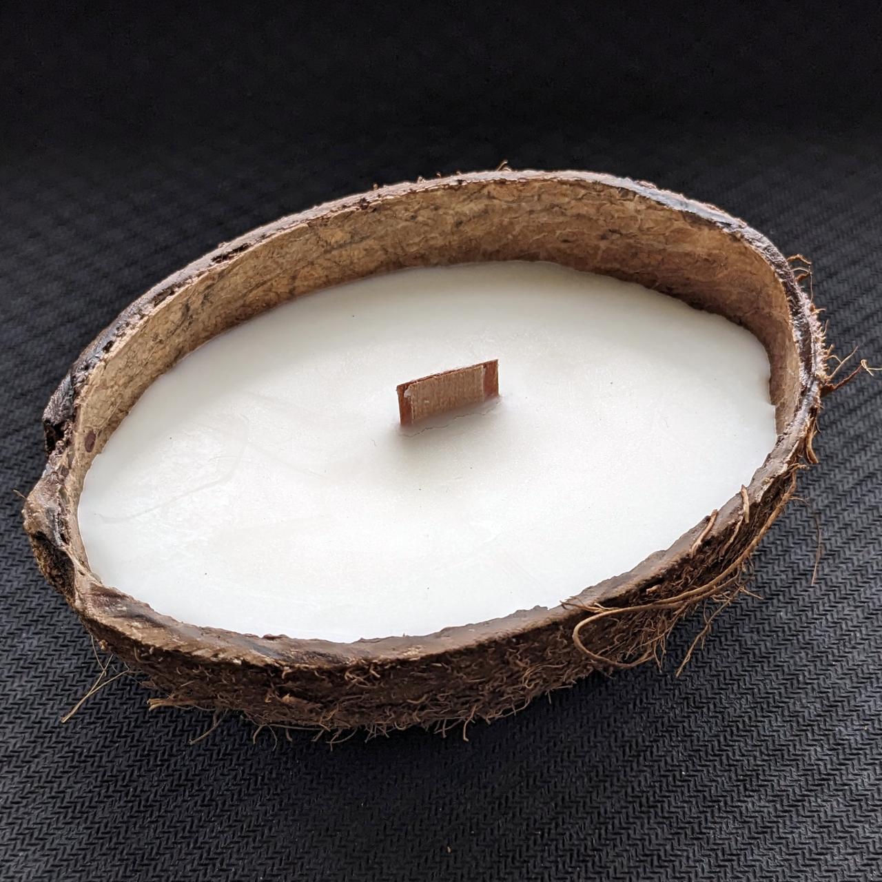 Свеча натуральная Лодочка овальная из соевого воска в кокосовой скорлупе (2489544201) - фото 4