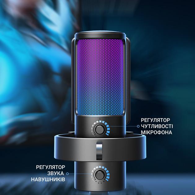 Микрофон конденсаторный FIFINE A8 Plus USB с RGB подсветкой и переключением направленности Black (26815912) - фото 4 Микрофон конденсаторный FIFINE A8 Plus USB с RGB подсветкой и переключением направленности Black (26815912) - фото 4