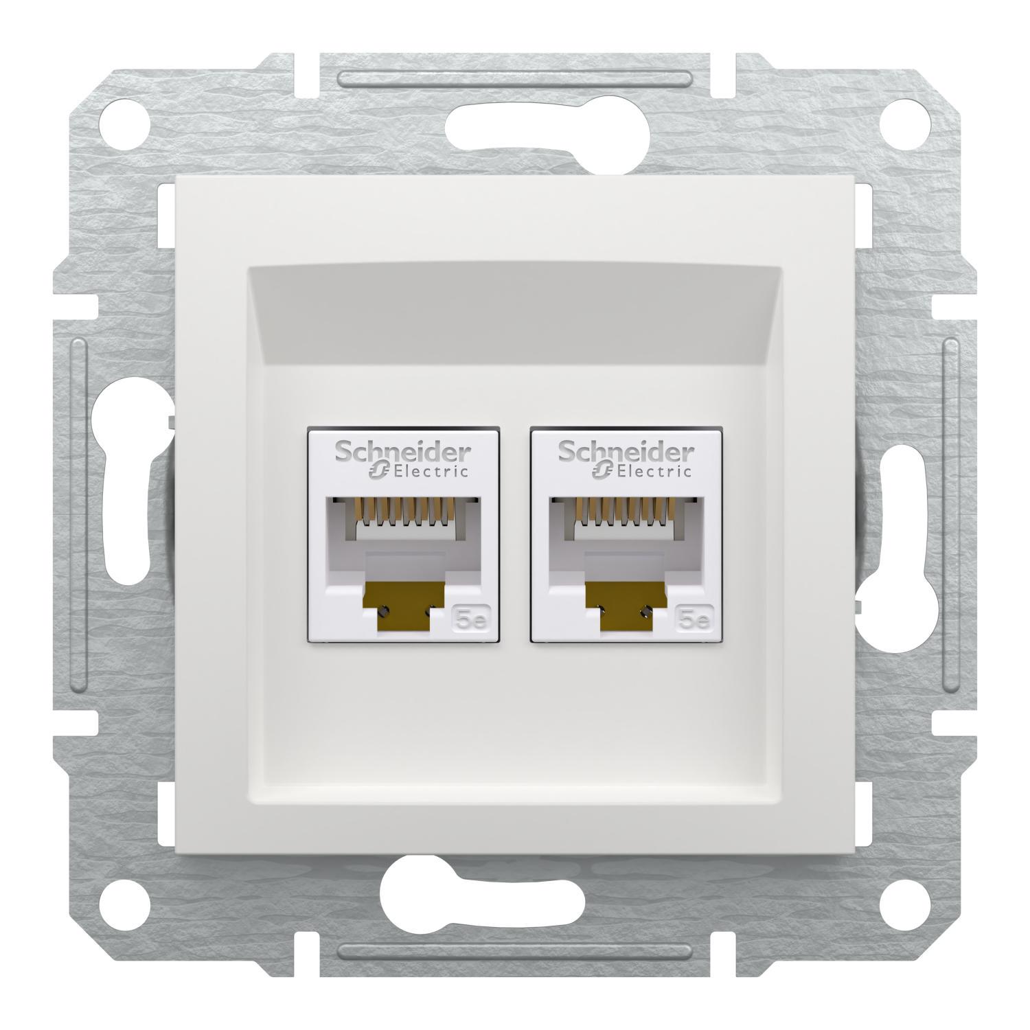 Розетка Schneider Electric Asfora RJ45 двойная UTP 5E без рамки Белый (EPH4470121)