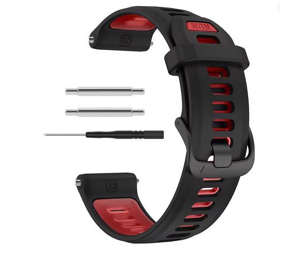Ремінець Silicone Dual Color для смарт-годинників Garmin Forerunner 970 22 мм Чорно-червоний