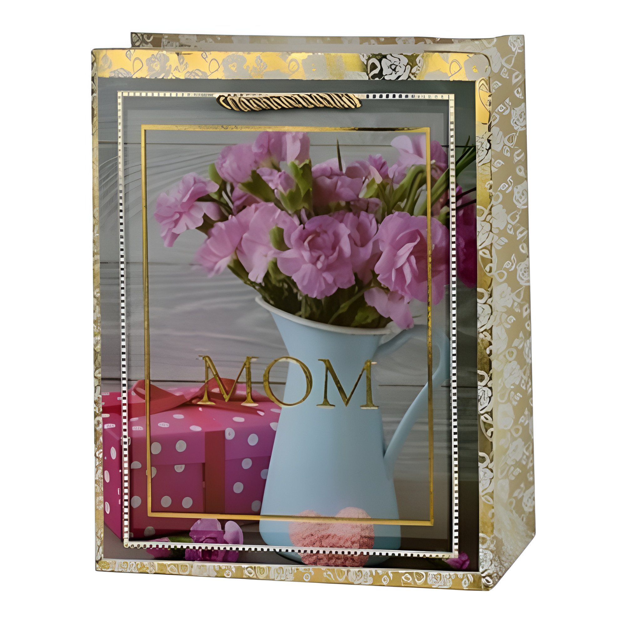 Подарочный пакет для мамы Stenson Mom №1 с ручками 18х23х8 см Золотой (R33180-S)