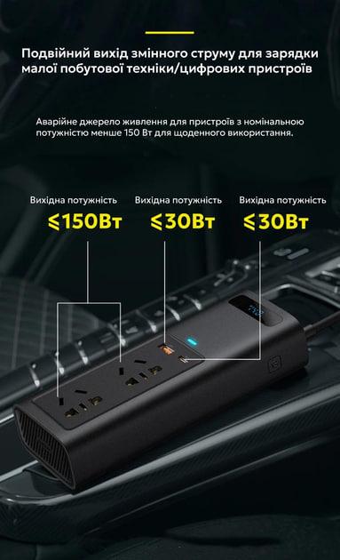 Автомобильный инвертор BASEUS In Car Inverter 150W 220V CN/EU Black (CRNBQ-A01) - фото 7