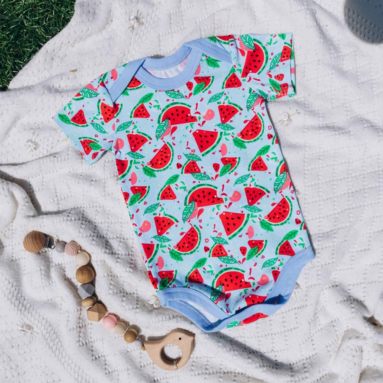 Боди стрейч кулир короткий рукав Арбуз 56 см (2679498643)