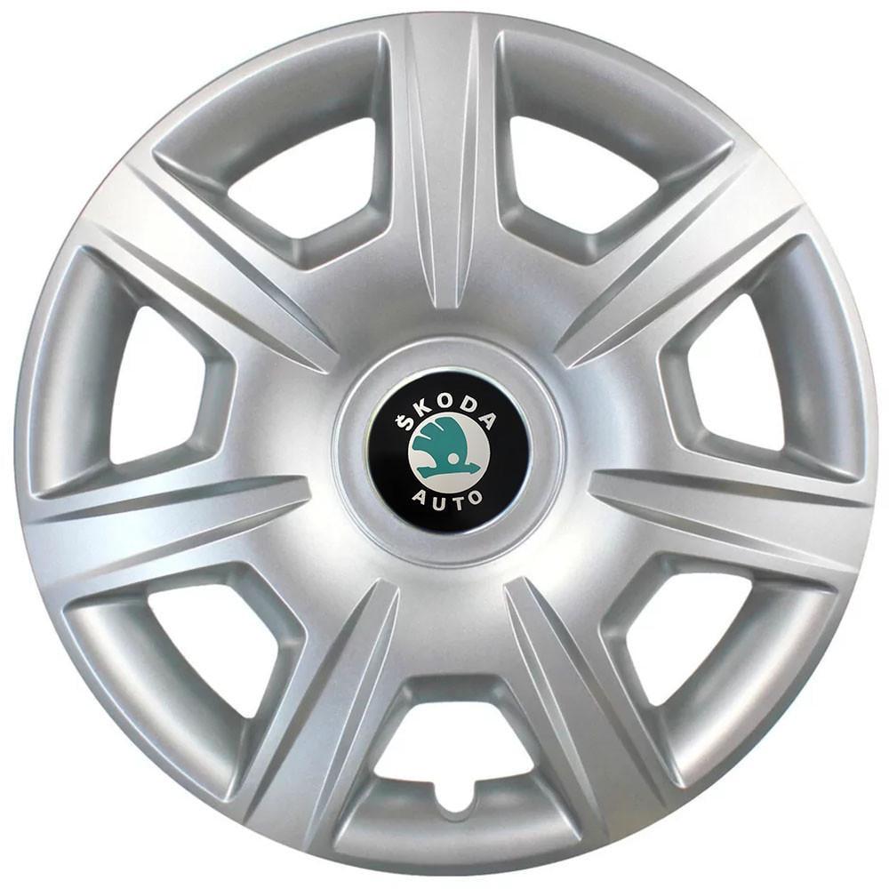 Колпаки автомобильные R15 Skoda Зеленый 327 SJS 4 шт. Серебристый