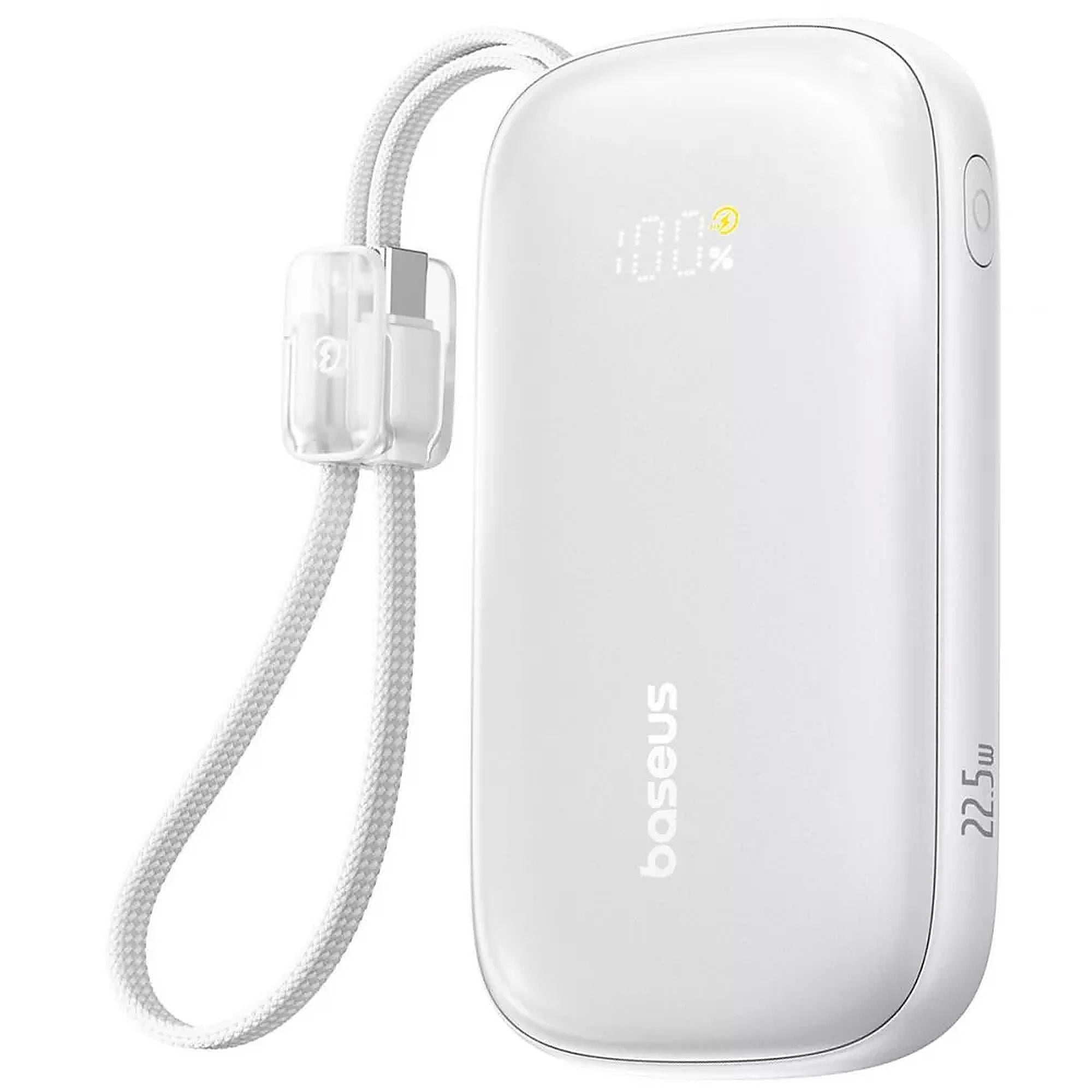 Павербанк с кабелем BASEUS EnerFill Qpow 3 Ultra 22,5W 10000 mAh 2хType-C/USB Белый (E0027L01)