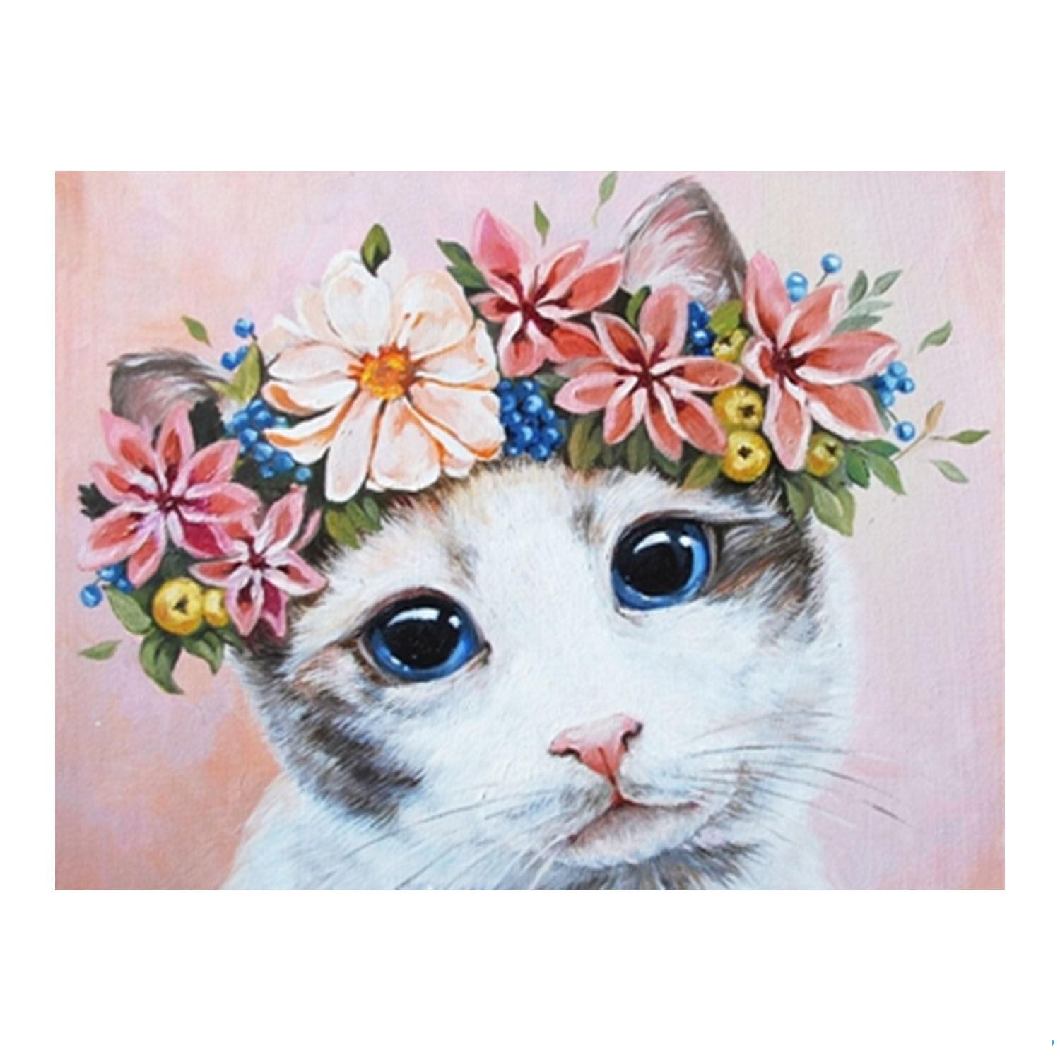 Алмазна мозаїка TK Group Кішка у віночку 20 кольорів 30х40 см (GB 74850)