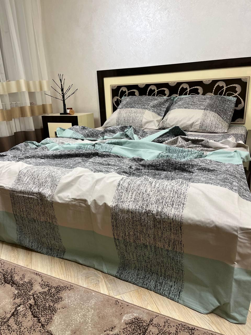 Комплект постільної білизни Візерунки бавовняні полуторні 150х220/70х70 см Сірий (11230577)