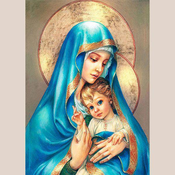 Алмазная мозаика Святая Мария и Иисус 40х30 см (C01410)