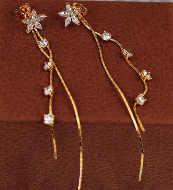 Серьги гвоздики Xuping Jewelry Вьюнок 11 см Золотистый