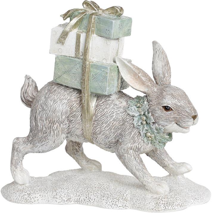Статуэтка декоративная Зайчик с подарками 19,5х7,5х18 см Серый (BD-707-774)