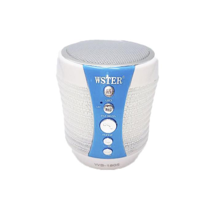 Колонка портативная WSTER WS-1805 Bluetooth со светомузыкой White/Blue (iz14426)