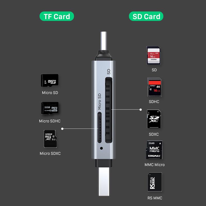 Картрідер Cabletime USB3.0 A/USB TYPE C SD/TF 5Gbps (CB46G) - фото 4