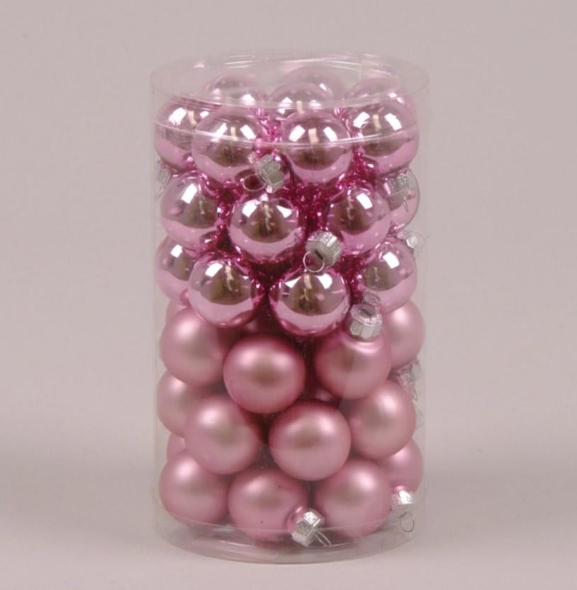 Шарики стеклянные 2,5 см 48 шт. Розовый (44526)