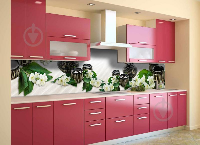 Скинали на кухню Zatarga «Чай и Жасмин» 650х2500 мм виниловая 3Д наклейка кухонный фартук самоклеящаяся Z180364/1