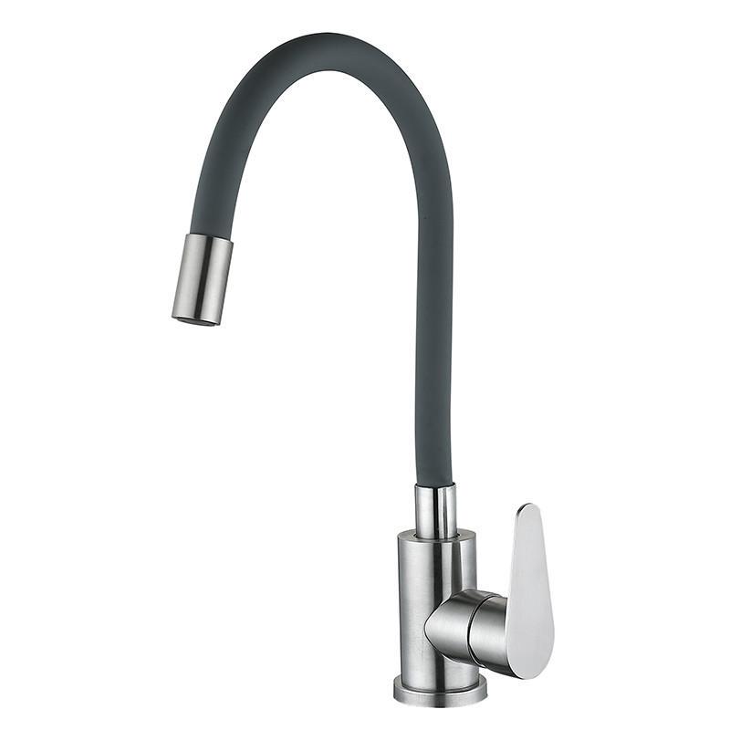 Смеситель для кухни с силиконовым изливом Zerix FOX-011 REFL SUS304 Gray (ZX4834)