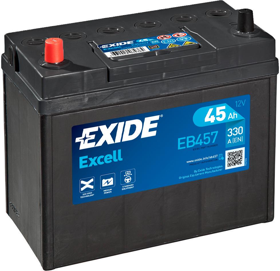 Аккумулятор автомобильный EXIDE Excell EB457 EN 6СТ-45 Ah Аз Asia 330 A (76225)