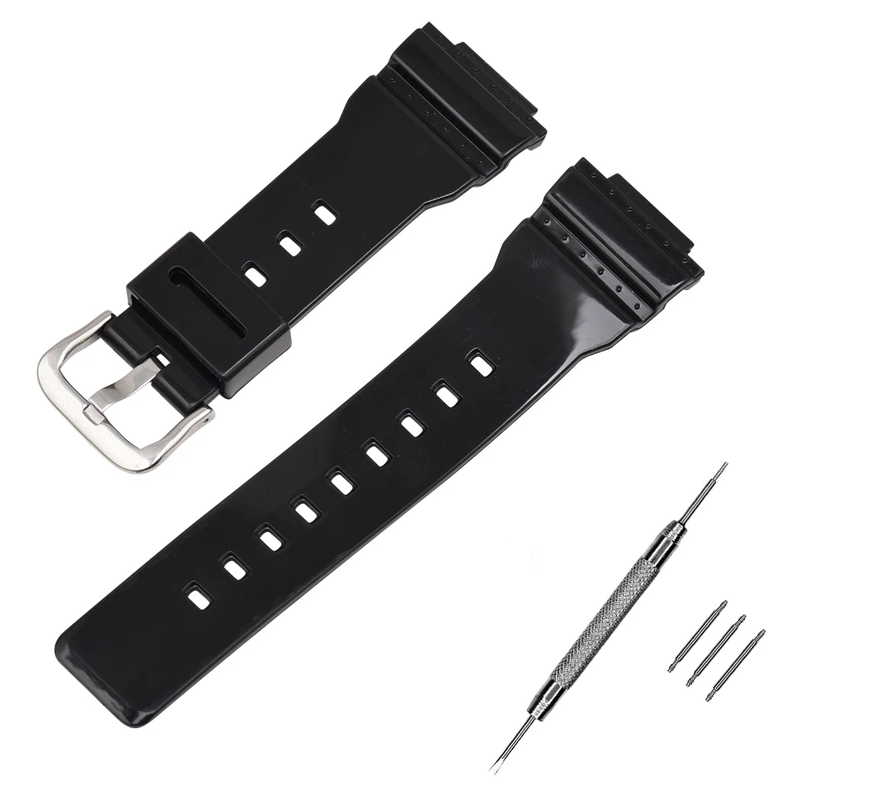 Ремінець для Casio G-Shock DW-5600 Black-Glossy SI (3837)