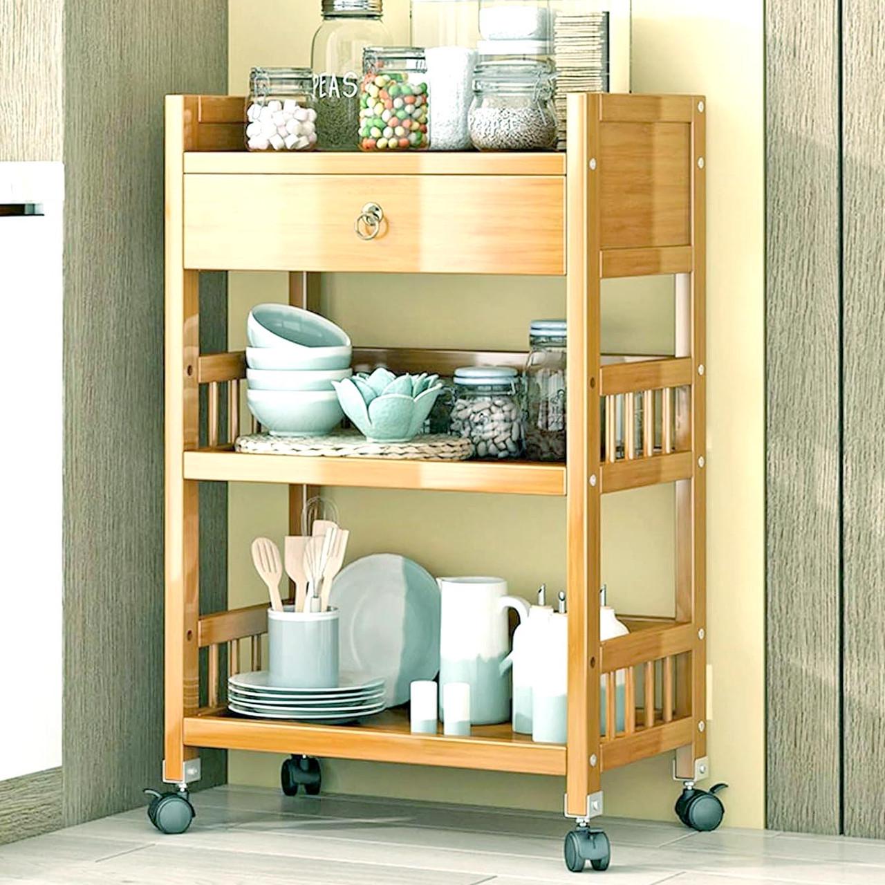 Этажерка на колесах из дерева Ситка Сиена (ЭТА-000405)