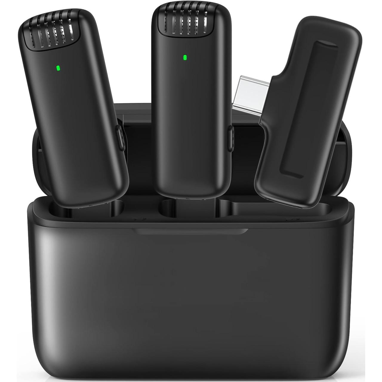 Микрофон двойной петличный Savetek P31-2 Type-C для смартфонов/беспроводной до 20 м с зарядным кейсом - фото 2