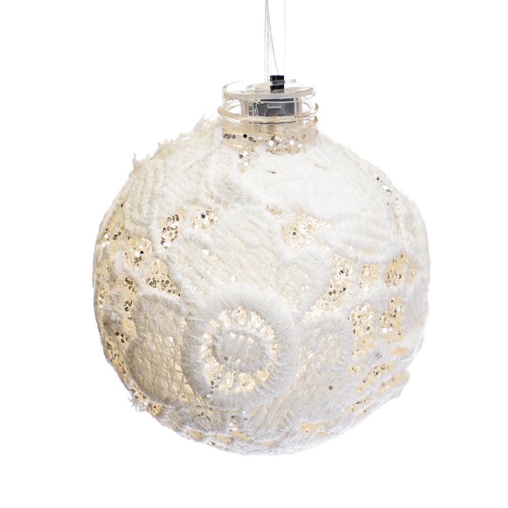 Набір новорічних прикрас Elisey Біла куля з візерунком 6 шт. (023NZK)