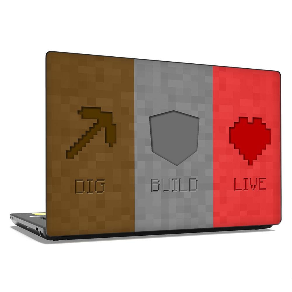 Декоративная наклейка на ноутбук 15,6" Minecraft Dig Build Live 380х250 мм (100713)