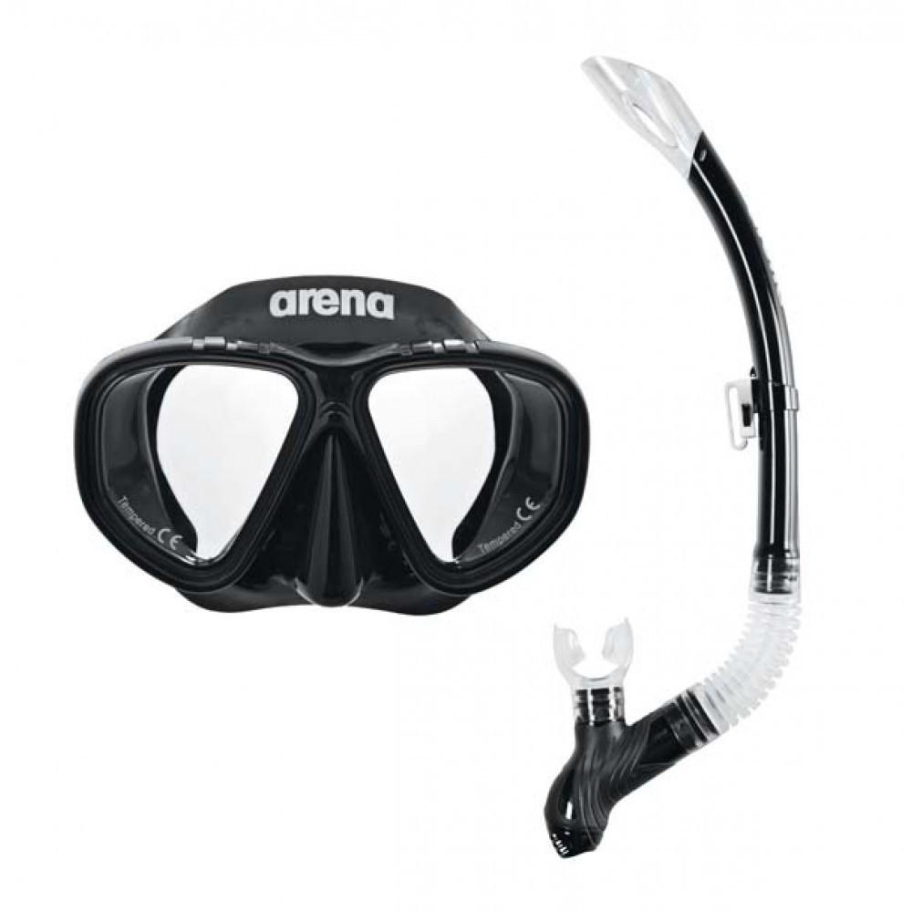 Маска и трубка Arena PREMIUM SNORKELING SET JR Черный (OSFM ‎3468336174371)