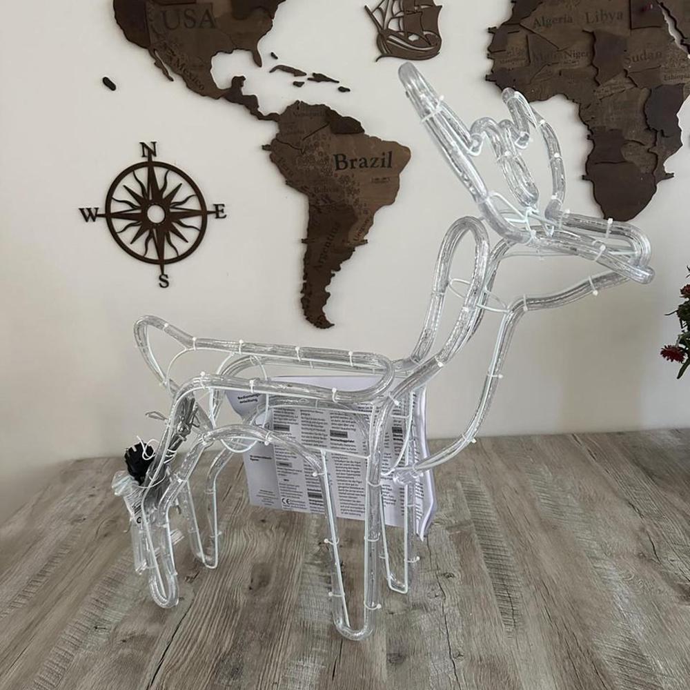 Декоративна світлодіодна фігура "Новорічний олень" висота 95 см 220 В з поворотом голови Білий - фото 10