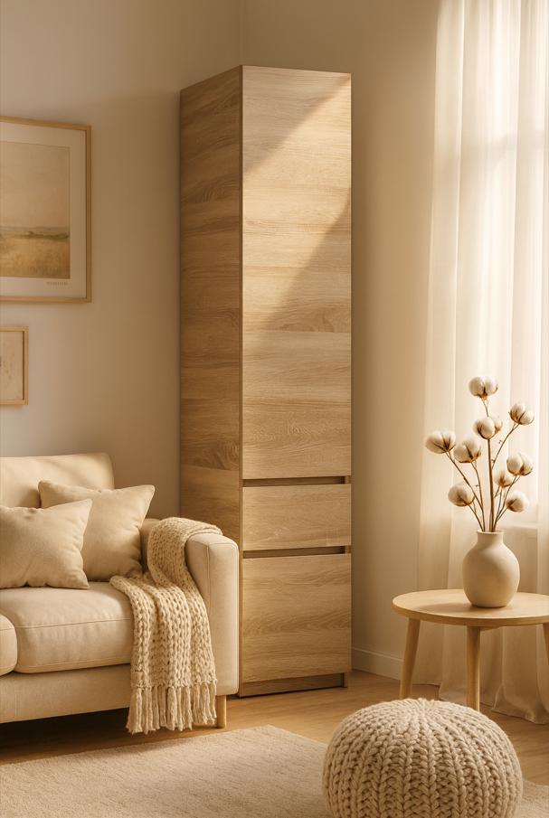 Шафа пенал Мастер Форм Брайт телескопічні напрямні 400х520х2000 мм Дуб сонома