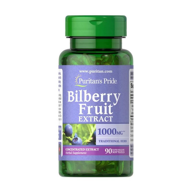 Экстракт черники Puritan's Pride Bilberry Fruit Extract 1000 mg 90 Softgels