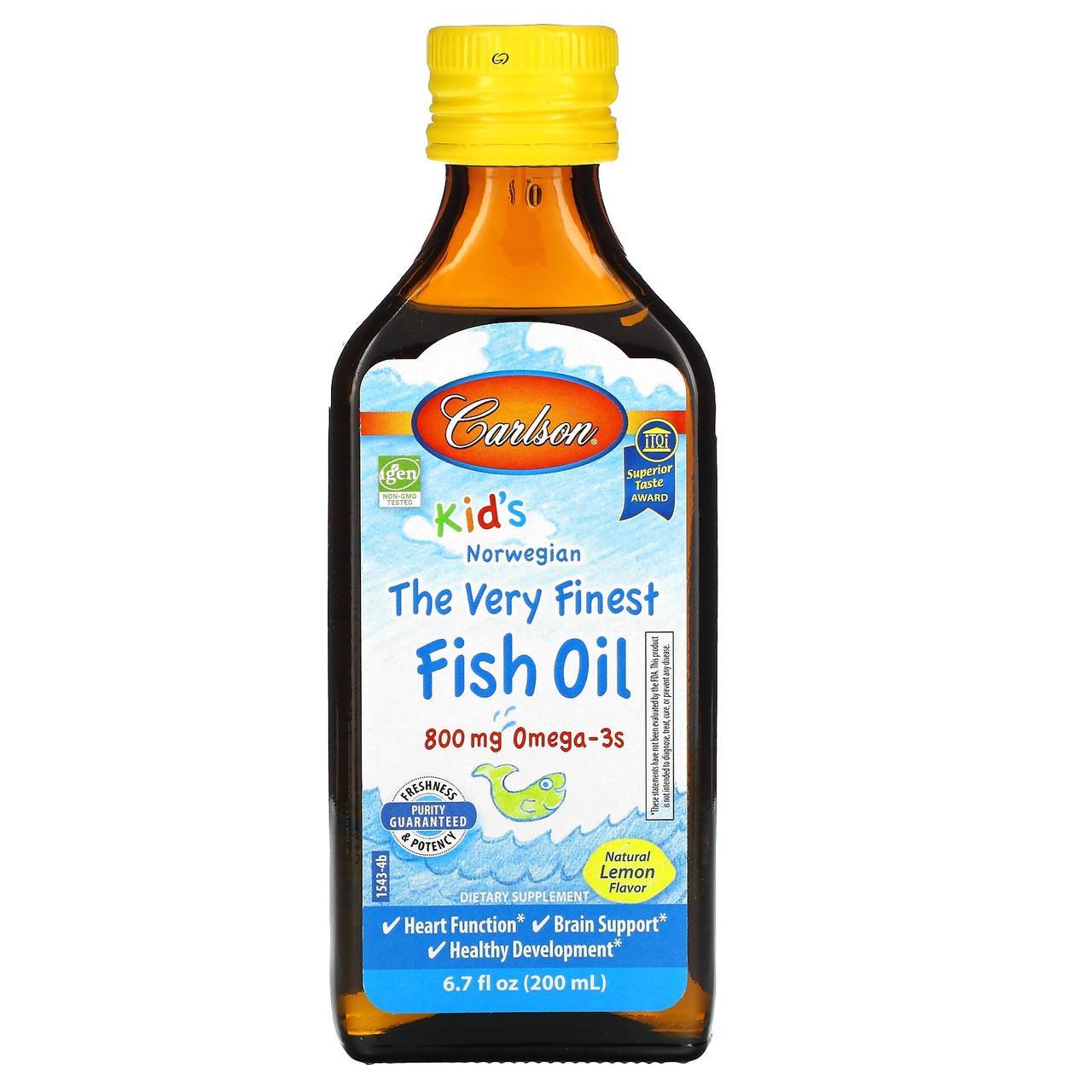 Риб'ячий жир для дітей Carlson Labs Fish Oil натуральний лимонний смак 800 мг 200 мл