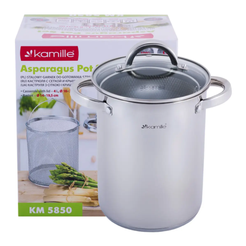 Кастрюля для спаржи Kamille KM-5850 из нержавеющей стали 4 л 16х21 см (NA001714)